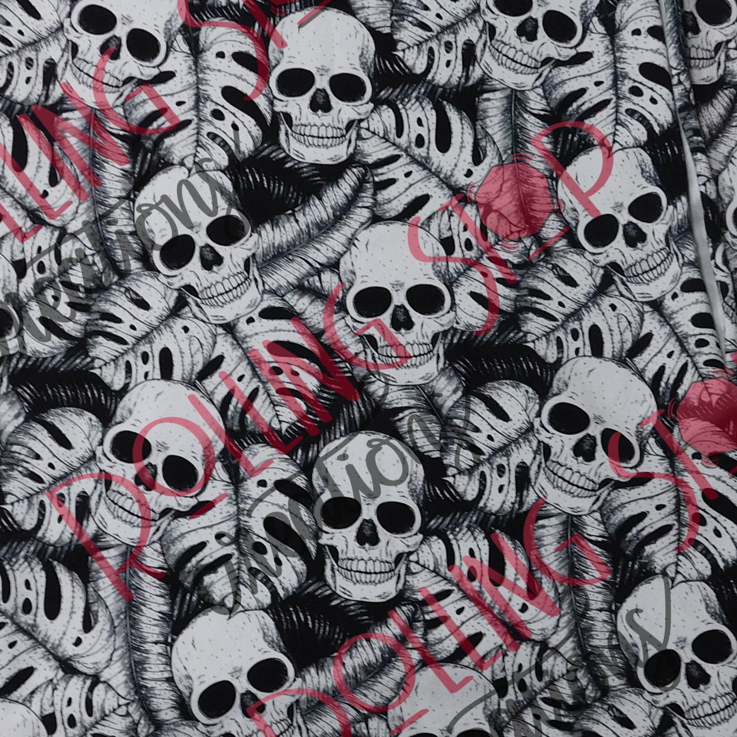 Monochrome Monstera Skulls Everyday Jundies by Rolling Stop Creations sold by Rolling Stop Creations