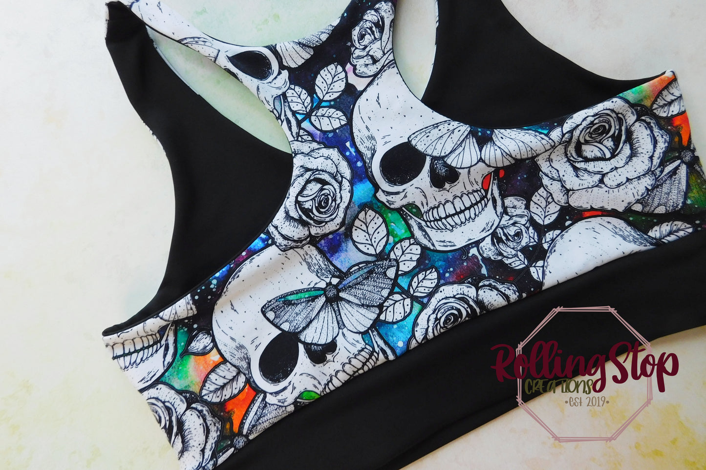 Zodiac Galaxy Skulls & Moths Comfy Bra by Rolling Stop Creations sold by Rolling Stop Creations Accessories - Comfy Bra