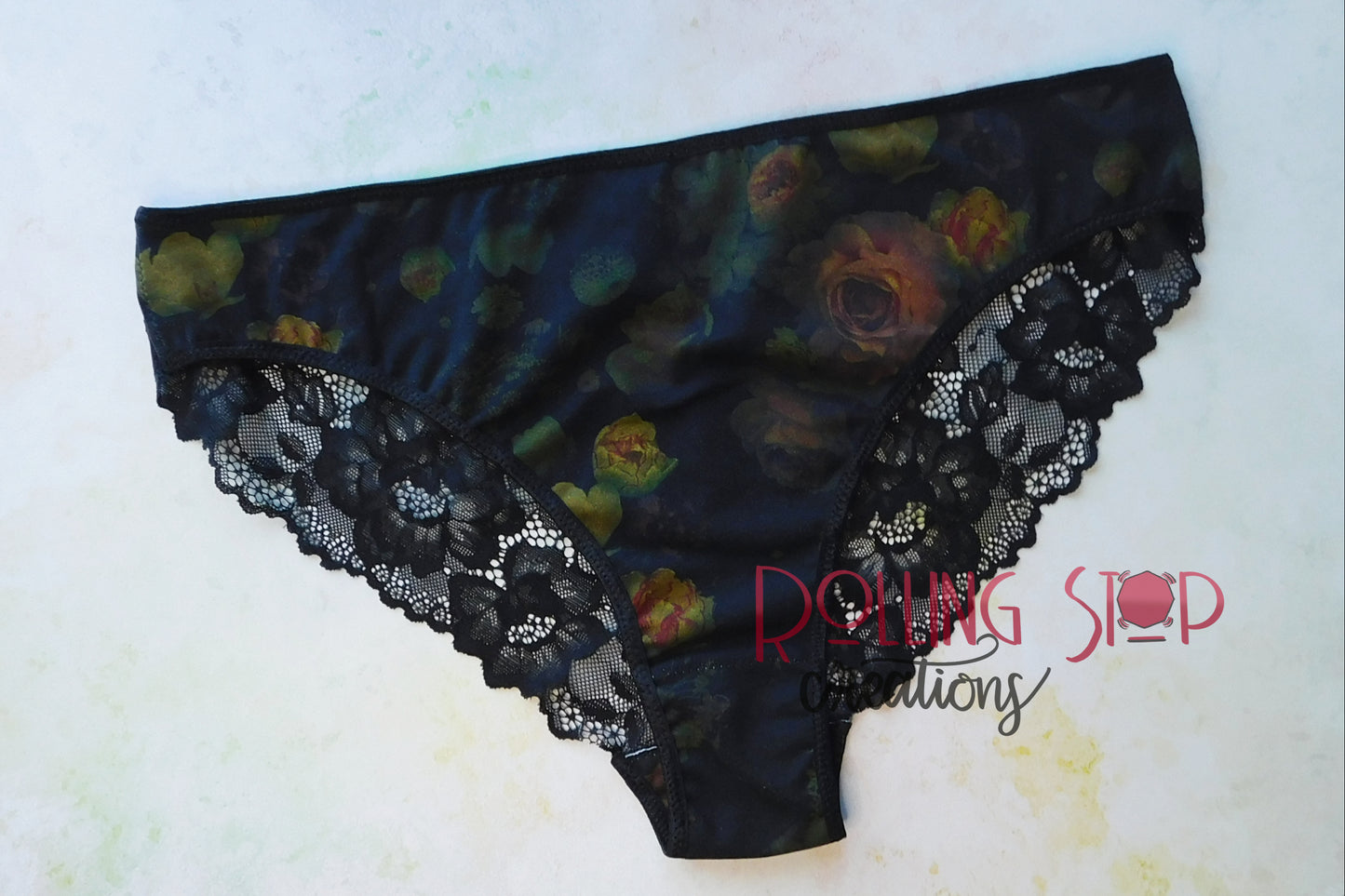 Gloomy Floral Lace Back Pantydrawls by Rolling Stop Creations sold by Rolling Stop Creations