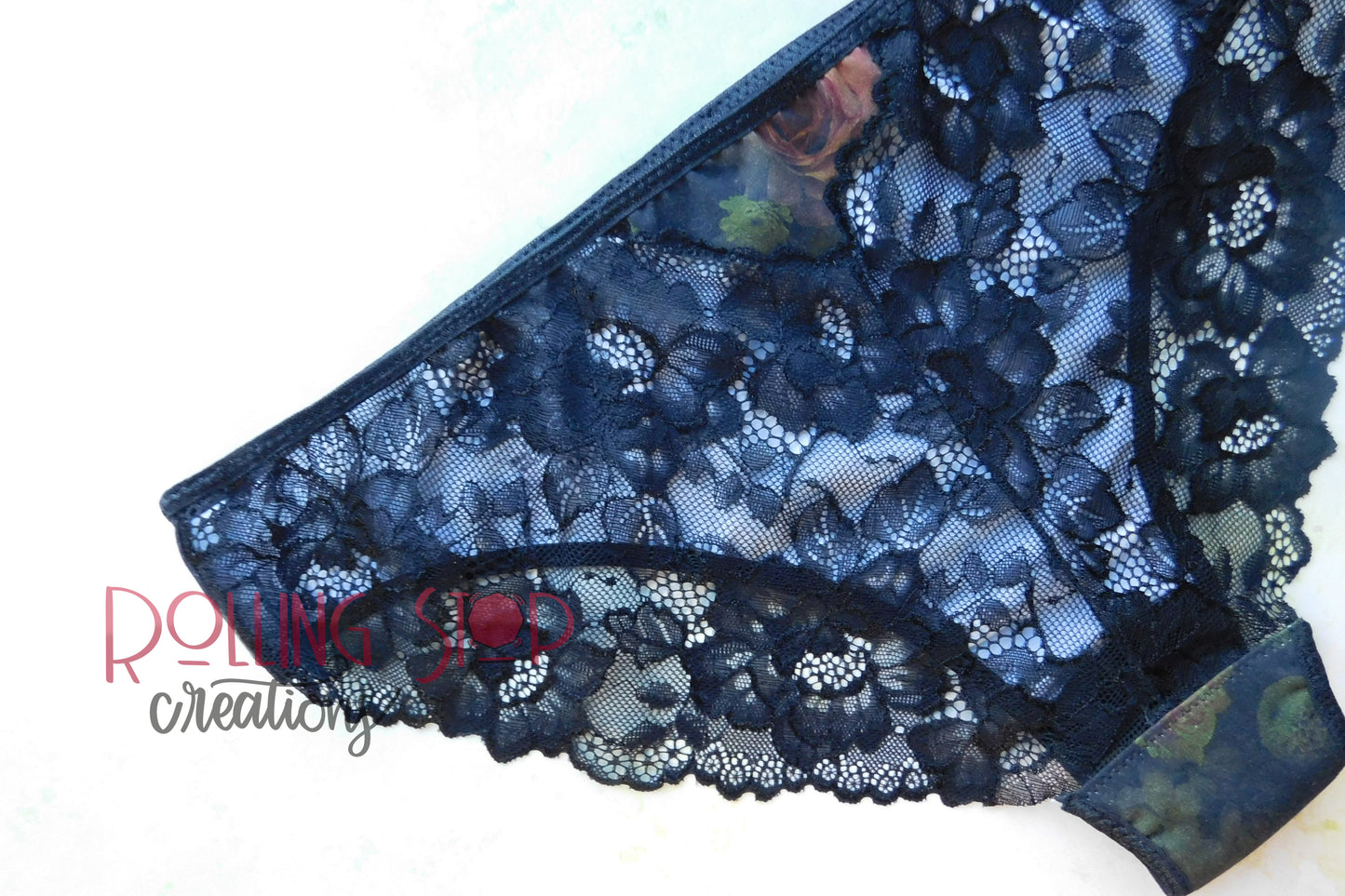 Gloomy Floral Lace Back Pantydrawls by Rolling Stop Creations sold by Rolling Stop Creations
