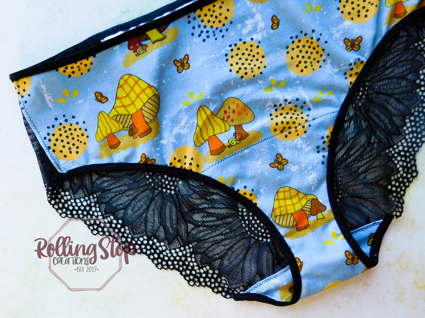 Shrooms For Dinner Lace Back Pantydrawls by Rolling Stop Creations sold by Rolling Stop Creations