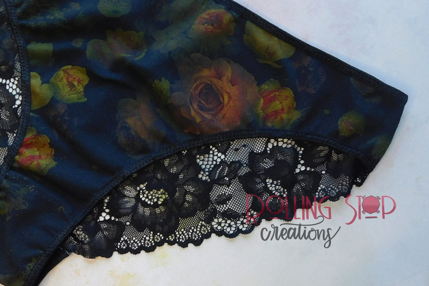 Gloomy Floral Lace Back Pantydrawls by Rolling Stop Creations sold by Rolling Stop Creations