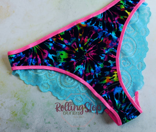 Jewel Tie Dye Lace Back Pantydrawls