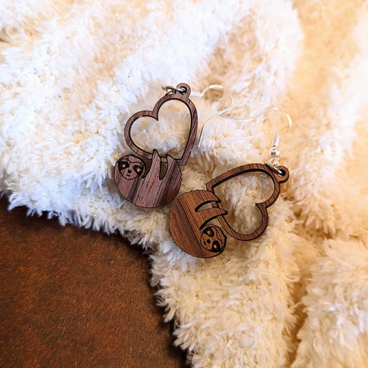 Sloths & Hearts Earrings by Rolling Stop Creations sold by Rolling Stop Creations Accessories - Boutique - Event - Gift