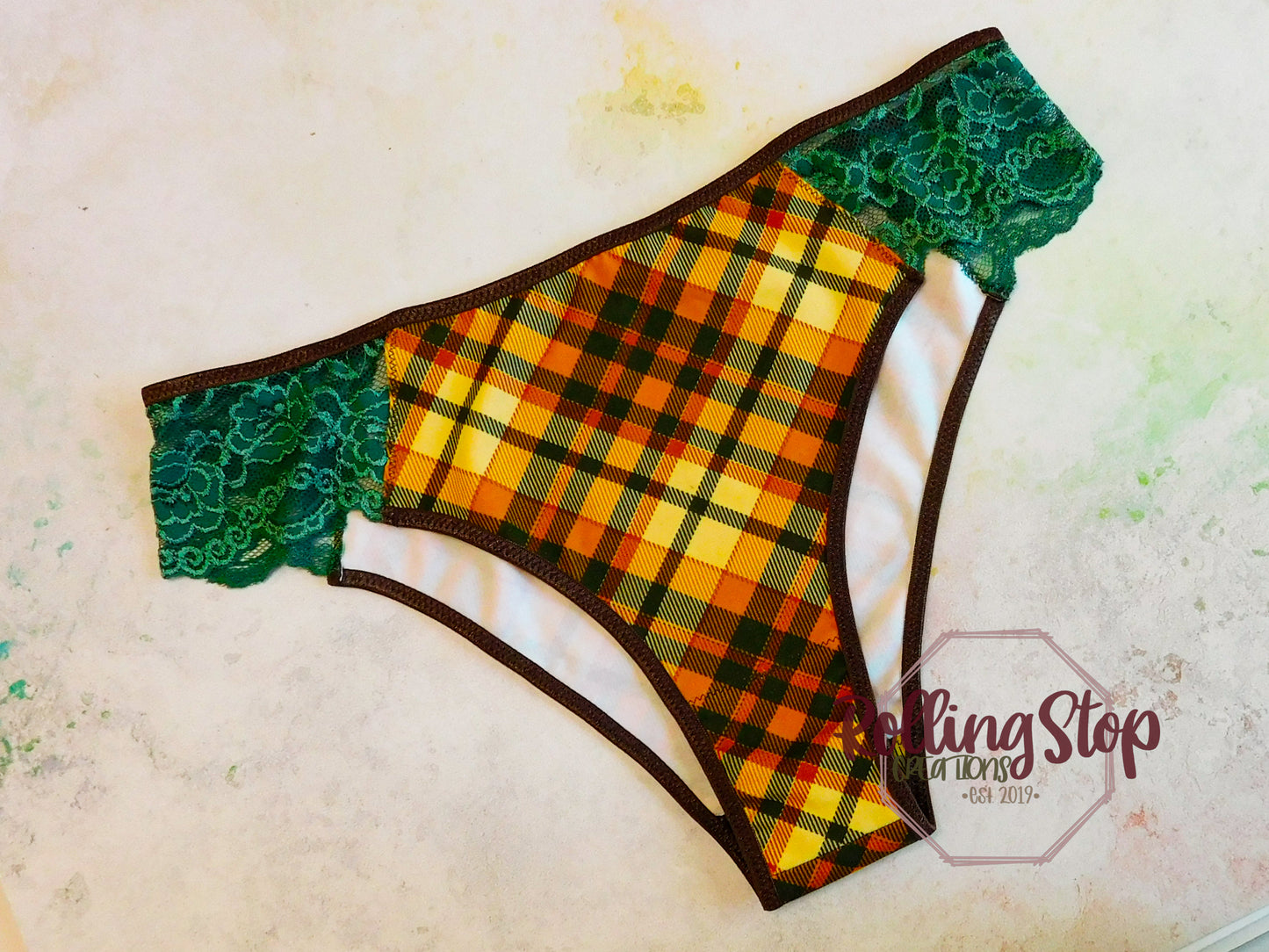 Autumn Plaid Lace Side Pantydrawls by Rolling Stop Creations sold by Rolling Stop Creations Lace - Lingerie - Panties