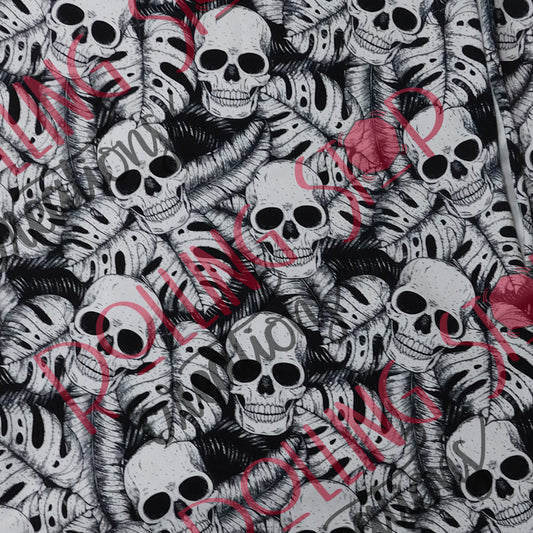 Monochrome Monstera Skulls Everyday Jundies by Rolling Stop Creations sold by Rolling Stop Creations 