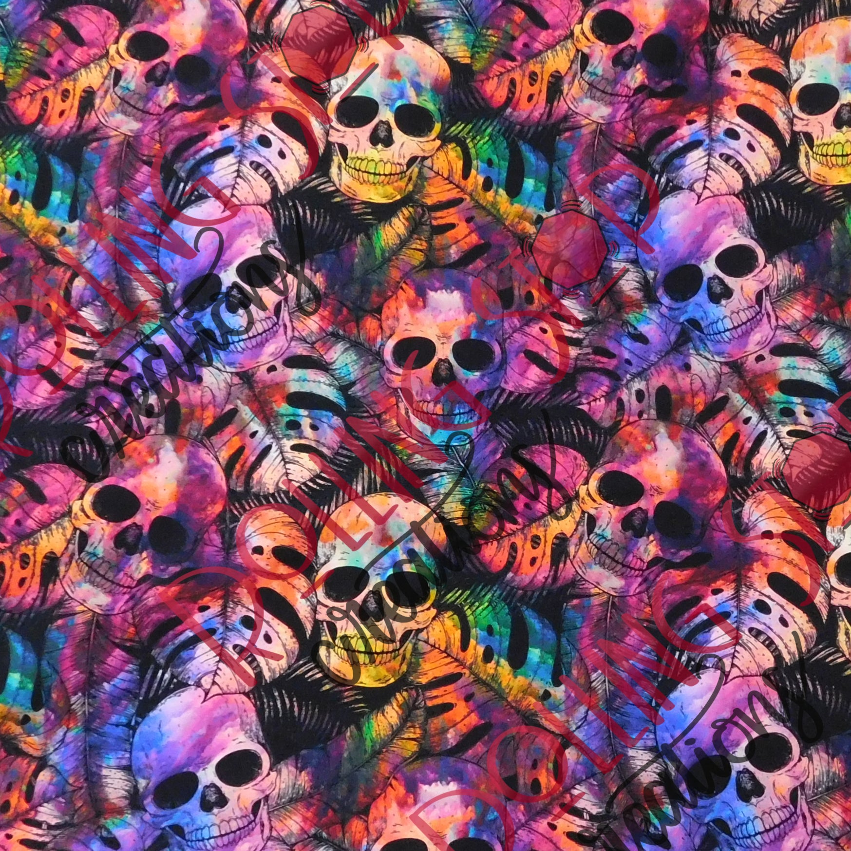 Rainbow Powder Monstera Skulls Everyday Jundies by Rolling Stop Creations sold by Rolling Stop Creations 