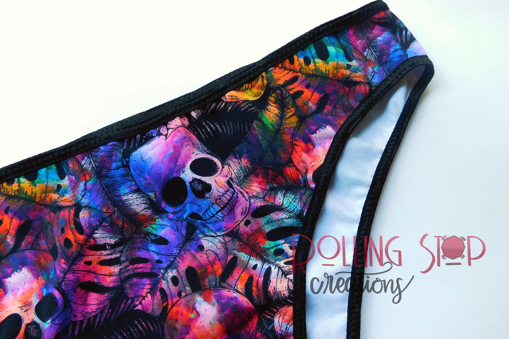 Rainbow Powder Monstera Skulls Everyday Jundies by Rolling Stop Creations sold by Rolling Stop Creations 