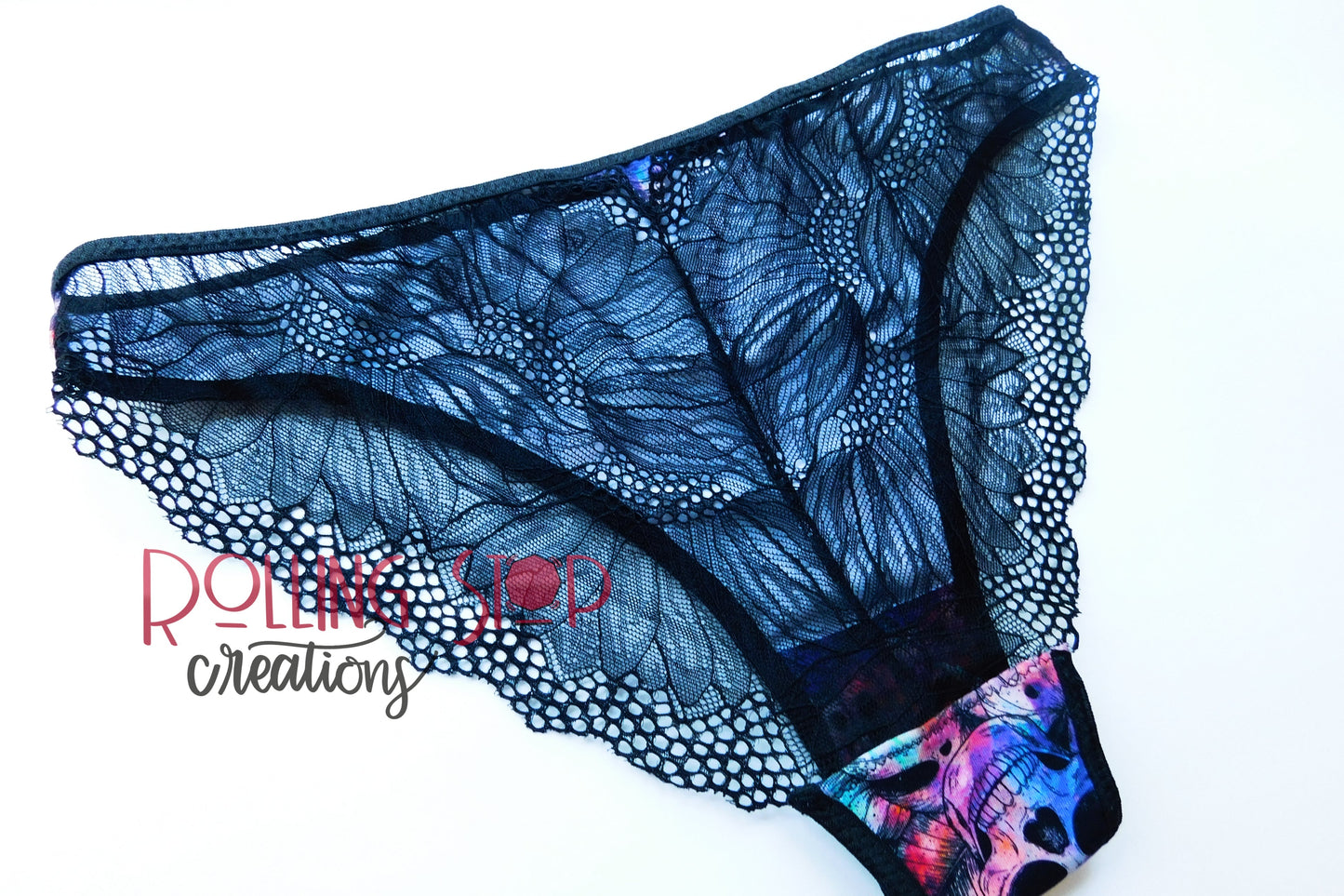 Royalty Skulls & Moths Lace Accent Pantydrawls by Rolling Stop Creations sold by Rolling Stop Creations Jundies - Lace