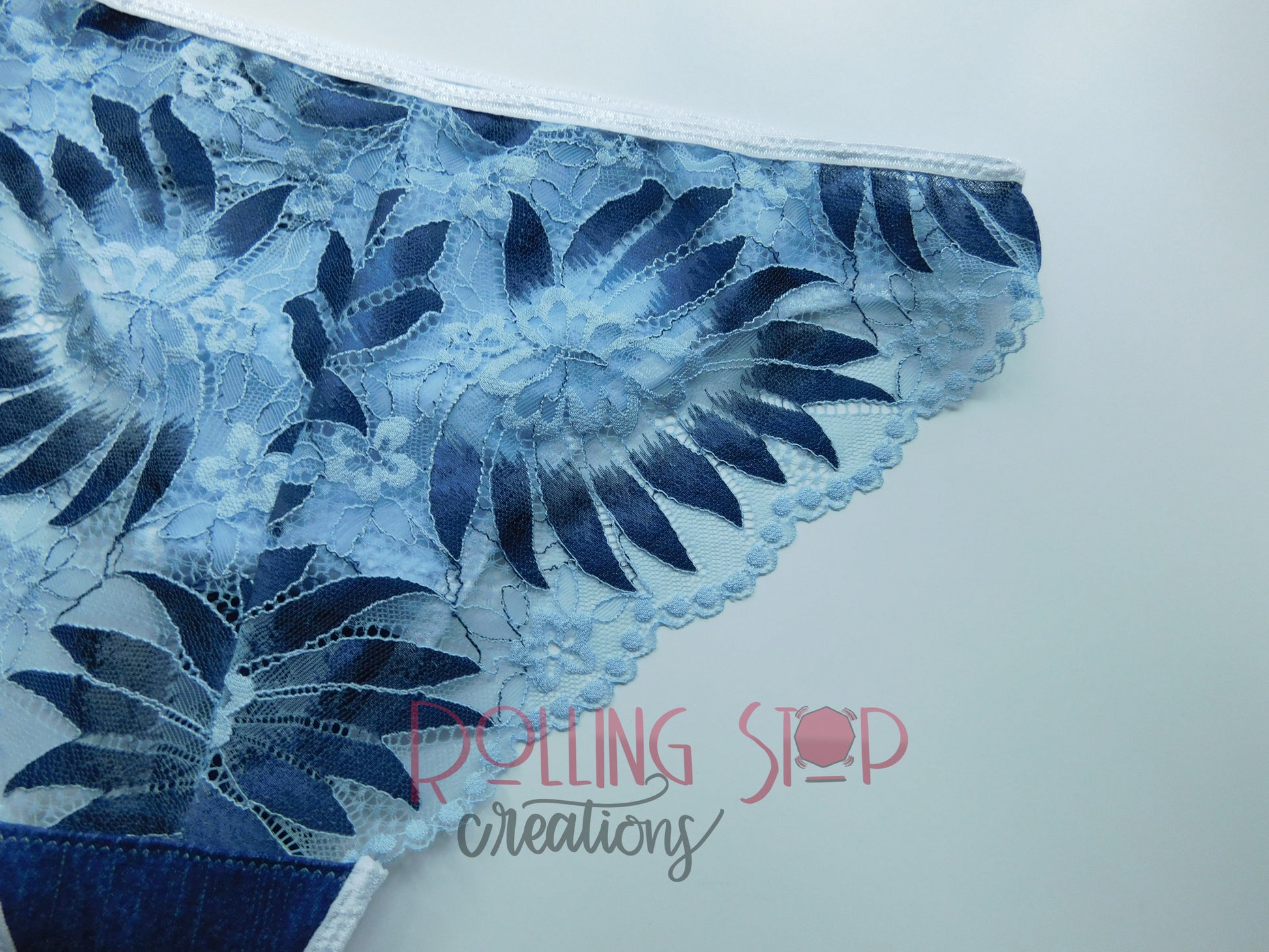 Denim Print Lace Back Pantydrawls by Rolling Stop Creations sold by Rolling Stop Creations Jundies - Lace - Lingerie