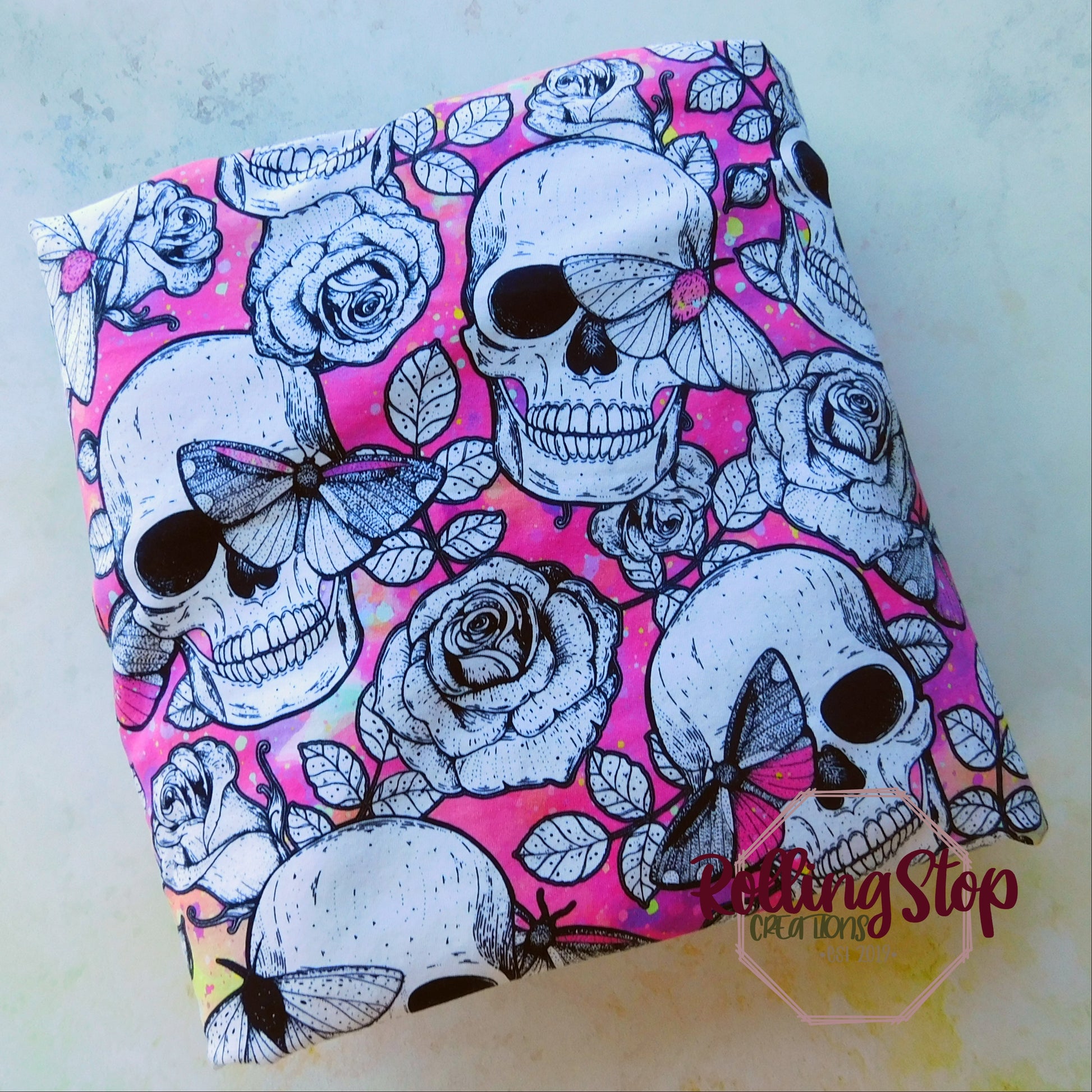 Pink Lemonade Skulls & Moths Lace Accent Pantydrawls by Rolling Stop Creations sold by Rolling Stop Creations Jundies