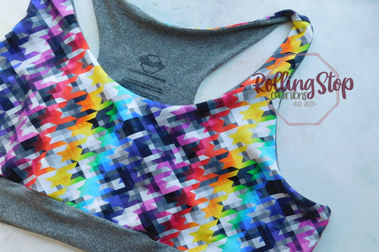 Rainbow Houndstooth Comfy Bra by Rolling Stop Creations sold by Rolling Stop Creations Comfy Bra - Comfy Clothes - Ling
