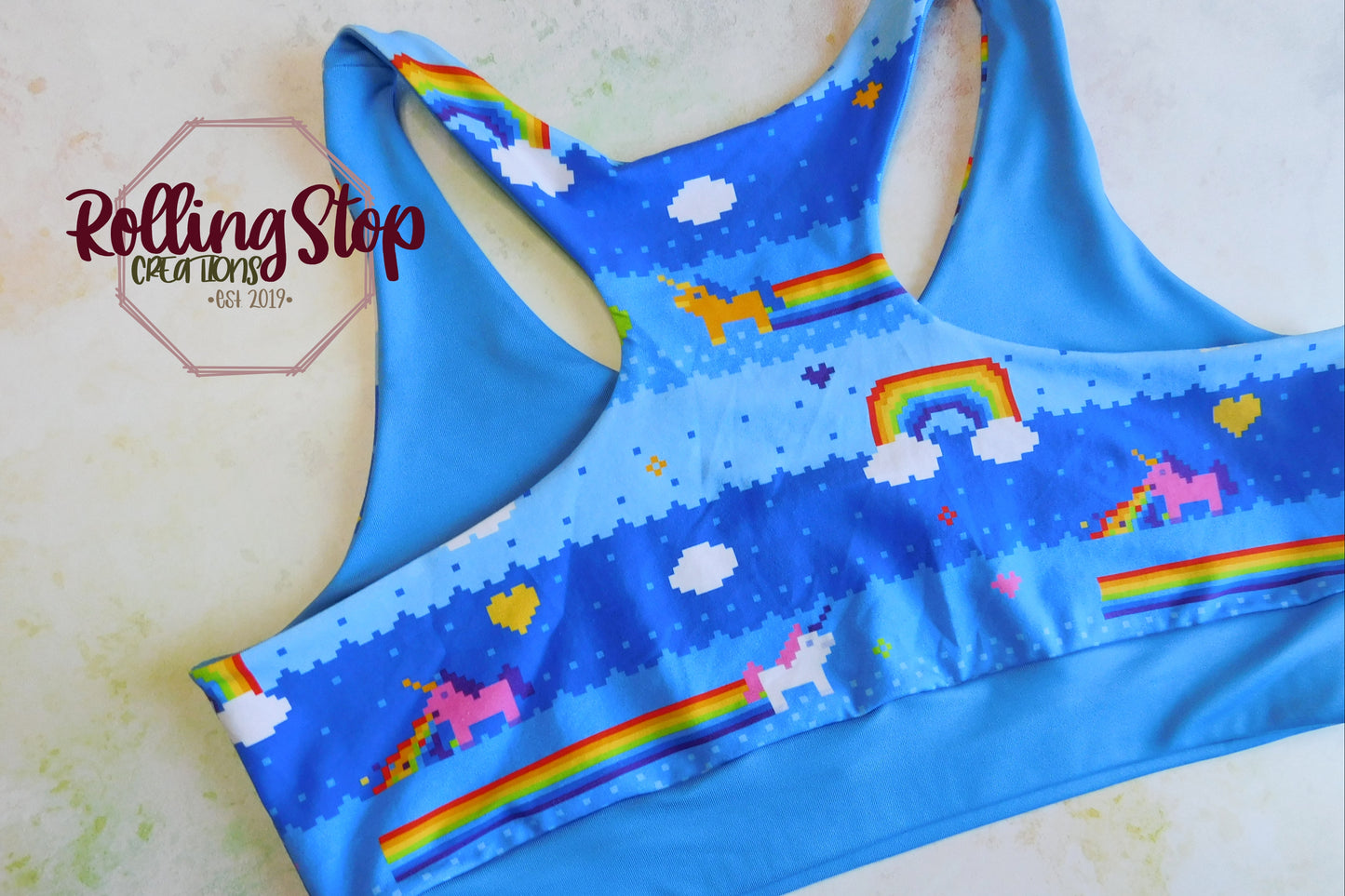 Pixelcorns Comfy Bra by Rolling Stop Creations sold by Rolling Stop Creations 