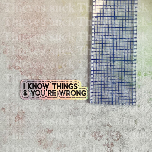 I Know Things, & You're Wrong Vinyl Sticker
